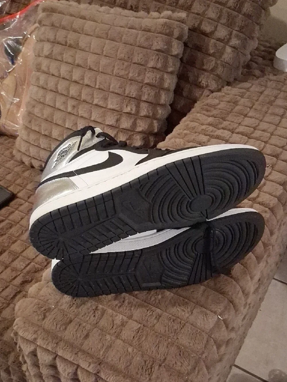 Jordan 1 Mid Silver Black White Men's Sneakers